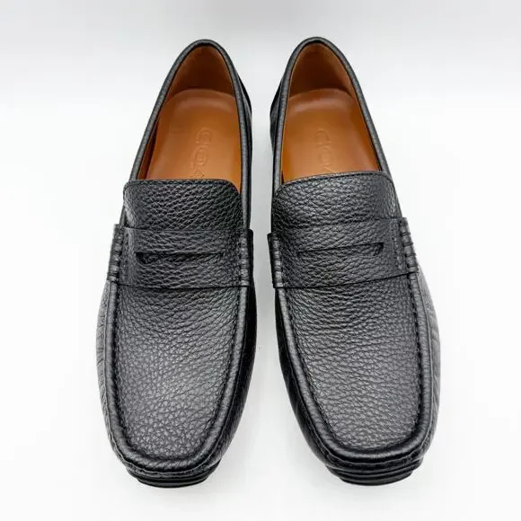 Coach Mens Luca Driver Loafer US 7.5 EU 40.5 Black Leather Slip On Round Toe NIB